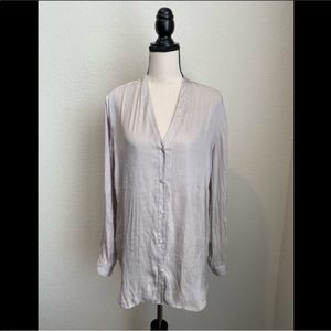 ATM Anthony Thomas Melillo Drop Shoulder Woven Blouse in Silver Size XS